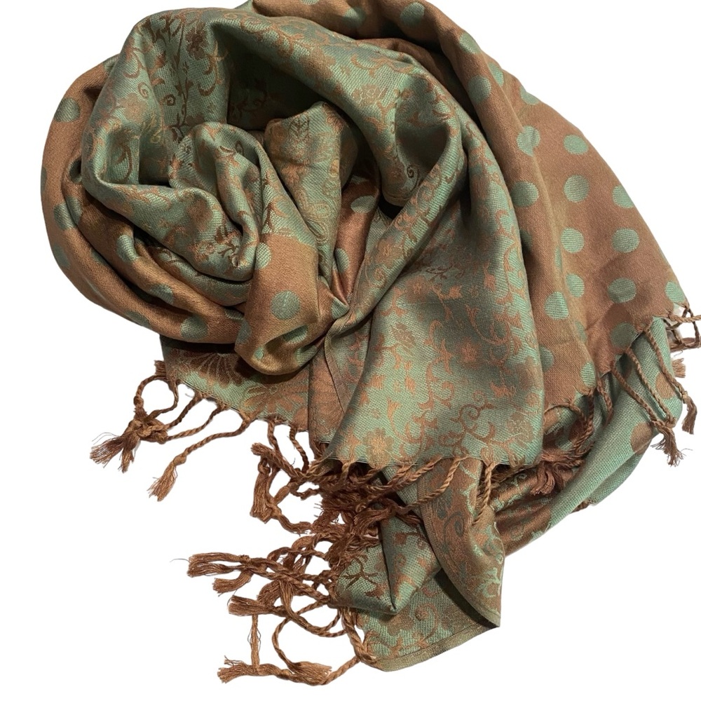 Women’s Pashmina Shawl/Scarf 68” L x 27” w Green/Brown